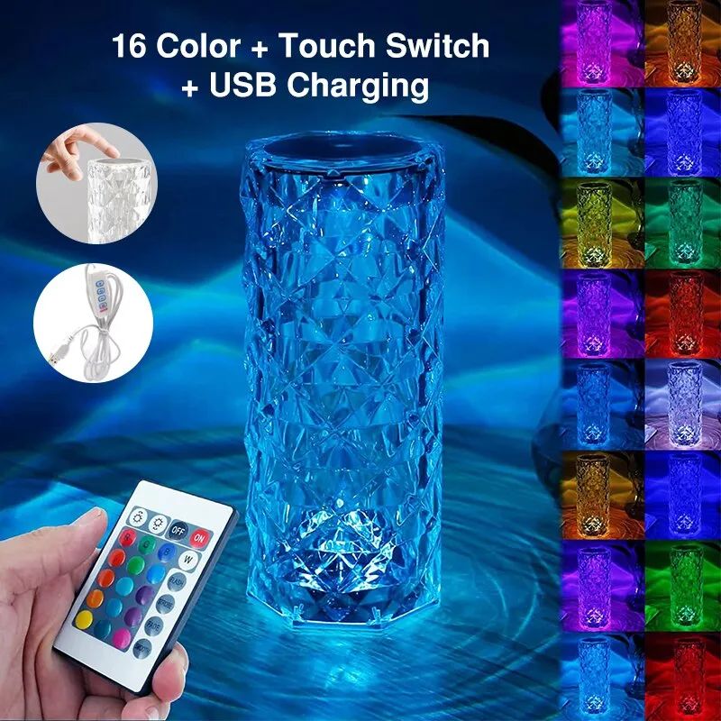 16 Colors USB Rechargeable Crystal Lamp