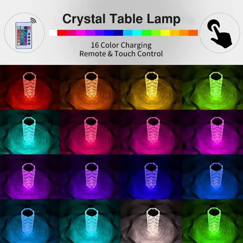 16 Colors USB Rechargeable Crystal Lamp