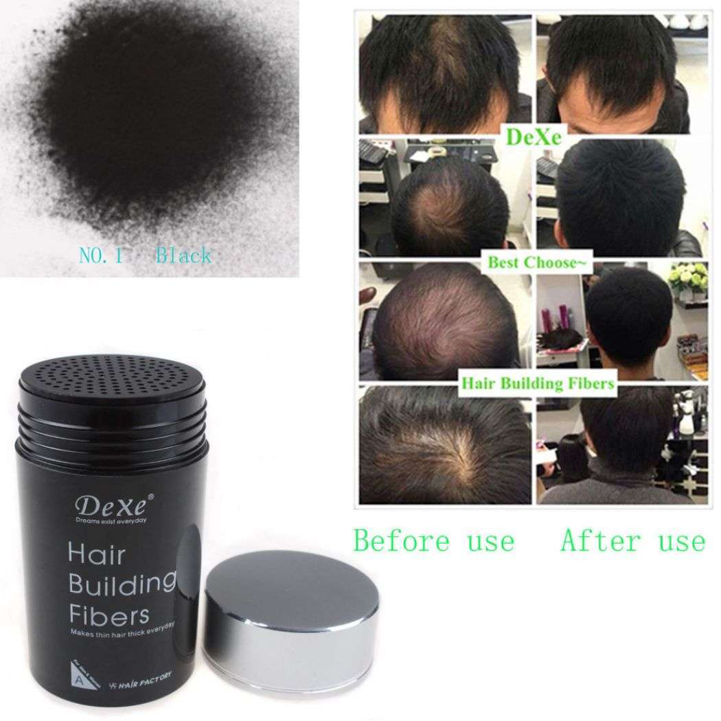 Dexe Hair Building Fibers- (BLACK) 22g, Makes thin hair thick everyday